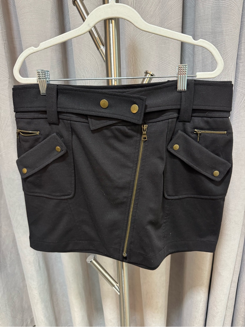 Apostrophe Black Mini Skirt with Asymmetrical Zip
